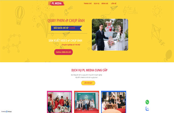 Giao diện thiết kế website quay phim chụp hình thu hút